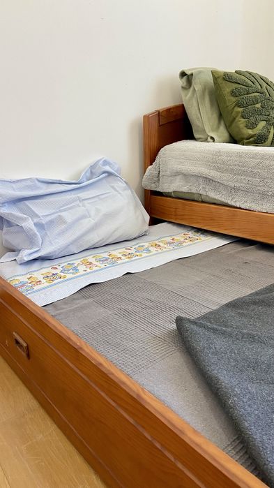 Cama de Madeira Maciça Solteiro/Casal