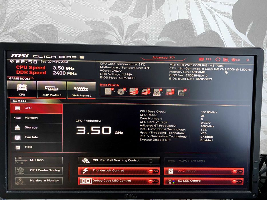 материнка MSI MEG Z590 GODLIKE + CPU i9 11900K LGA1200 + ASUS ROG 360