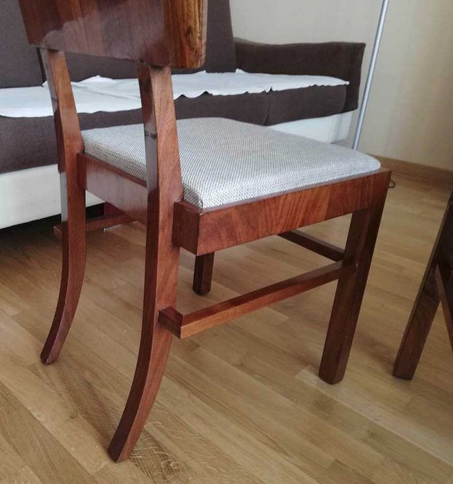 ART DECO / krzesła, komplet x 3, super forma, po renowacji