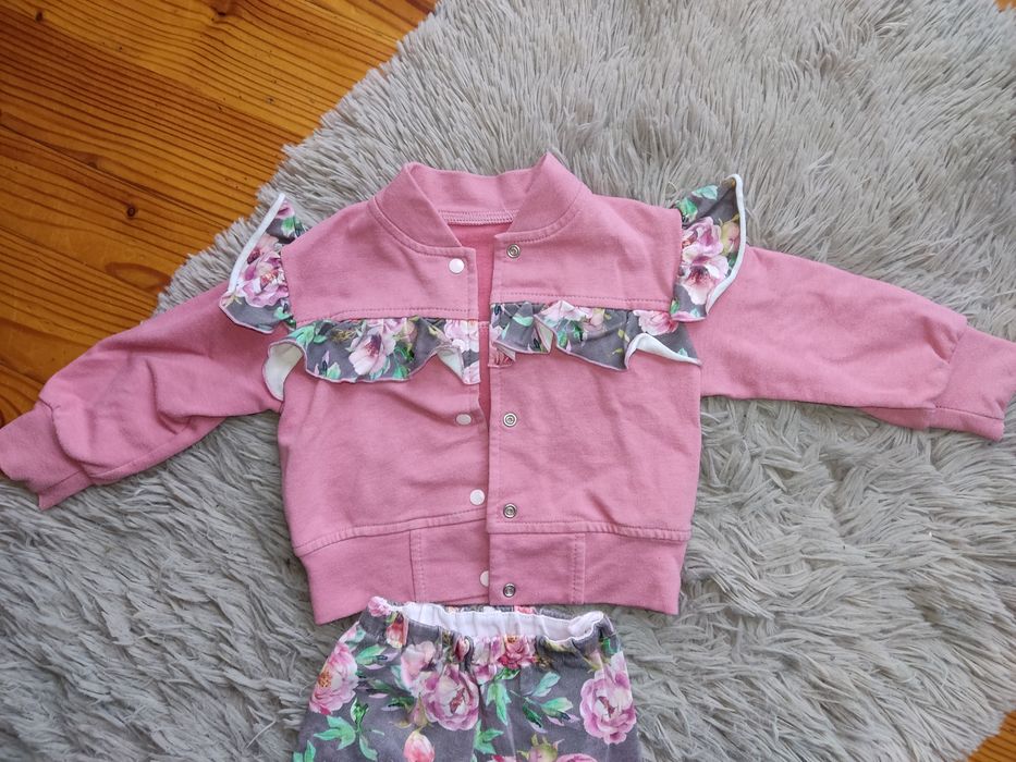 Dres kwiaty komplet falbanki