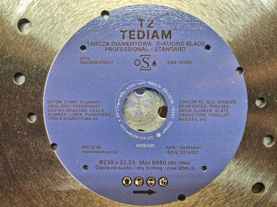 Tarcza do betonu 230mm Tarcza diamentowa do betonu 230mm tarcza 230mm