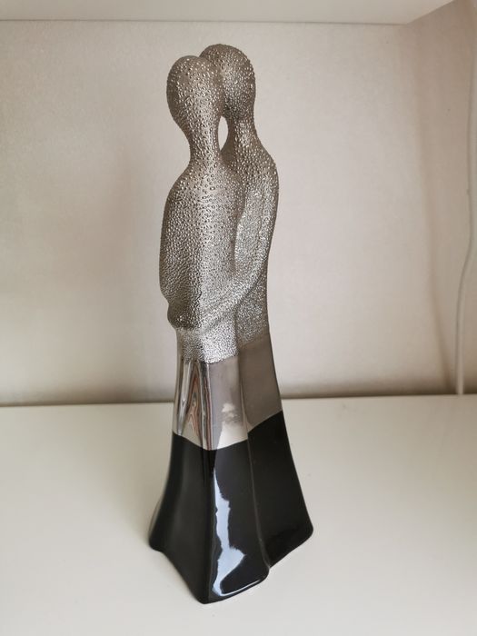 Figurka para czarno srebrna rodzina