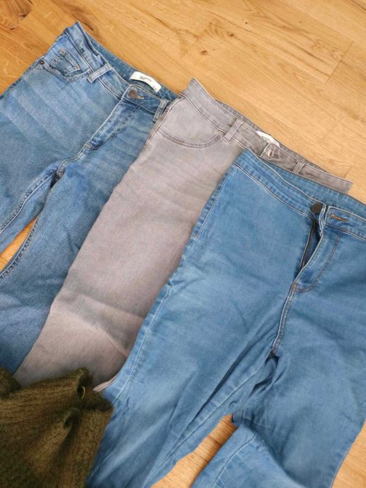 Oddam 3 pary jeansów i zielony sweter z wełną