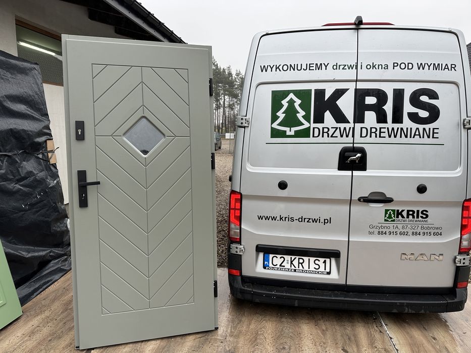 Drzwi zewnętrzne drewniane 800 OFERT RÓŻNE WZORY karo 7023 Cała Polska