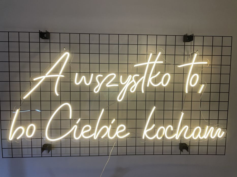 Napis LED - A wszystko to bo Ciebie kocham neon ślubny
