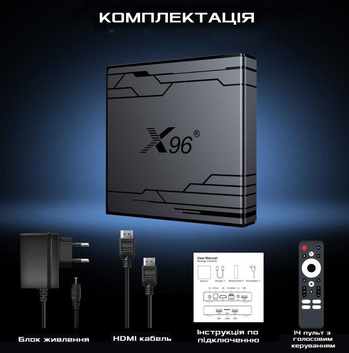 X96 NEX 4Гб 32Гб Android 14 Смарт ТВ Приставка Amlogic S905Y5 2026 рік