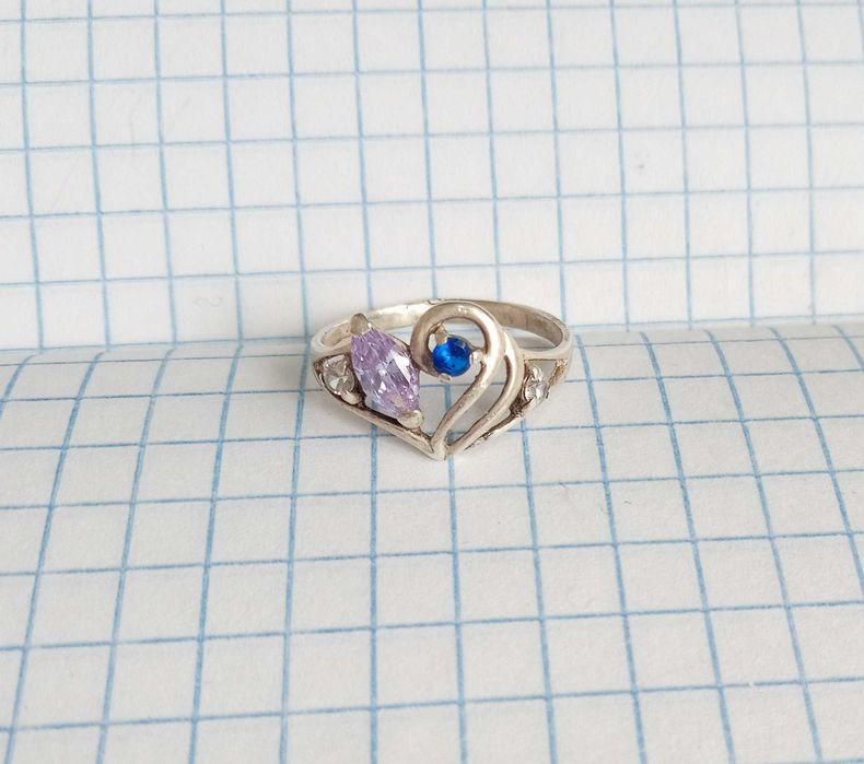 Вінтажне Кольцо колечко з каменями Срібло 925 проба Розмір 16,6 Вінтаж