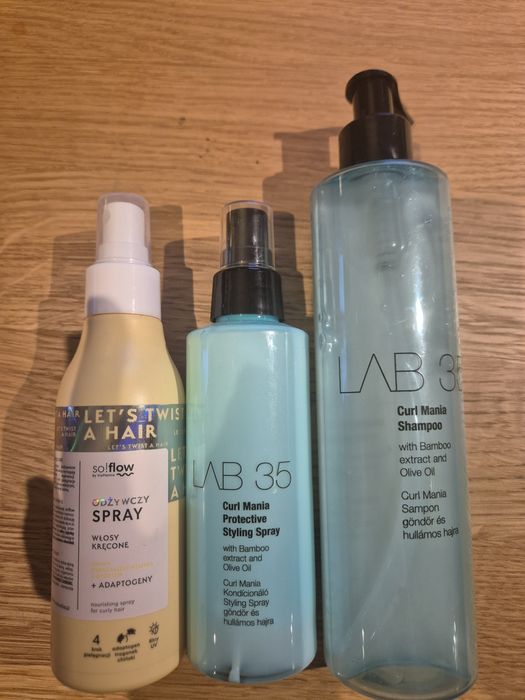 Szampon LAB35 i spray'e do kręconych włosów., soflow i LAB35.