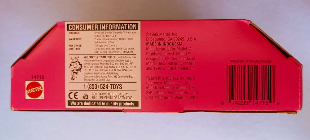 Barbie American Indian, ano 1995, Mattel #14715