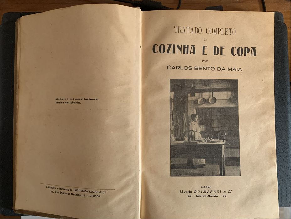 Primeira edicao de “Tratado de cozinha e de copa” Carlos Bento da Maia