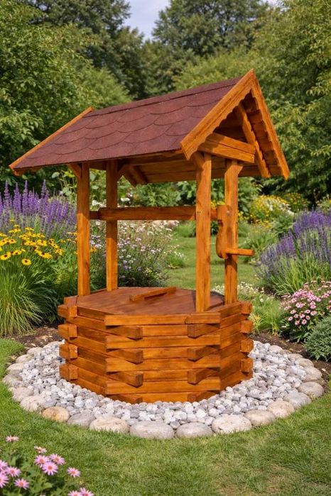 Solidna drewniana obudowa studni, Premium, Producent, studnia na lata