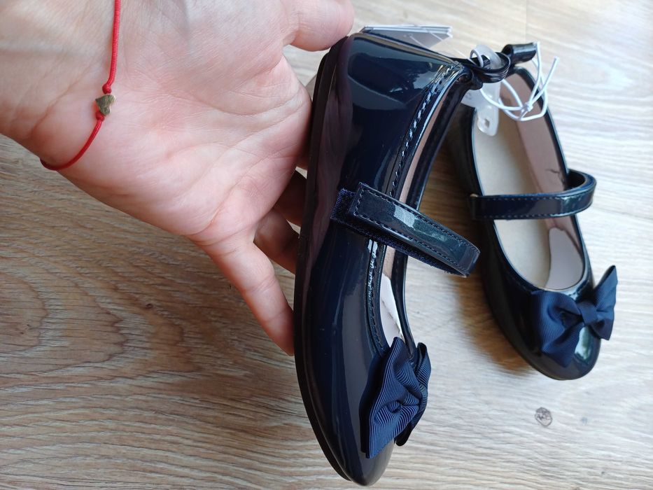 Nowe baletki baleriny lakierki granatowe 29