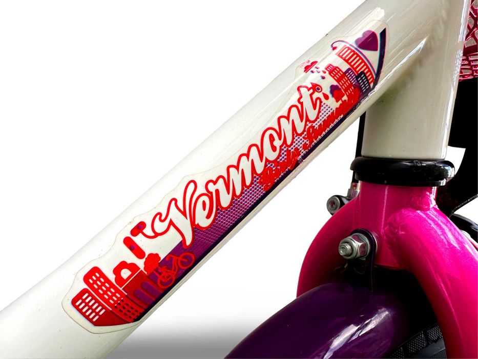 Rower Dziecięcy VERMONT GIRLY Koła 12" Fioletowy Błotniki Bagażnik