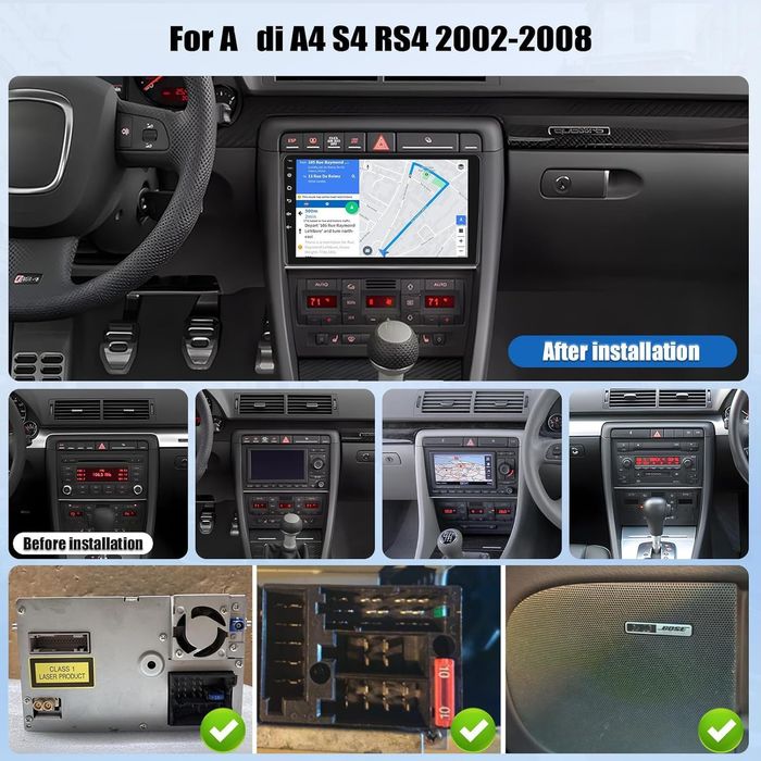 магнітола 6/128 ГБ 8-ядерний Android 15 для Audi A4 S4 RS4 2002-2008