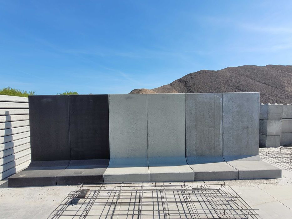 Mur oporowy typu L 200x100x70 cm | Ogrodzenie betonowe | Szary, Czarny, Stalowy