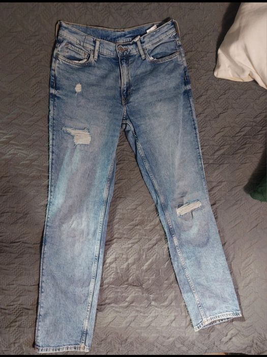 Spodnie jeansy z przetarciami jak nowe hit, dżinsy wiosna r.164 S H&M