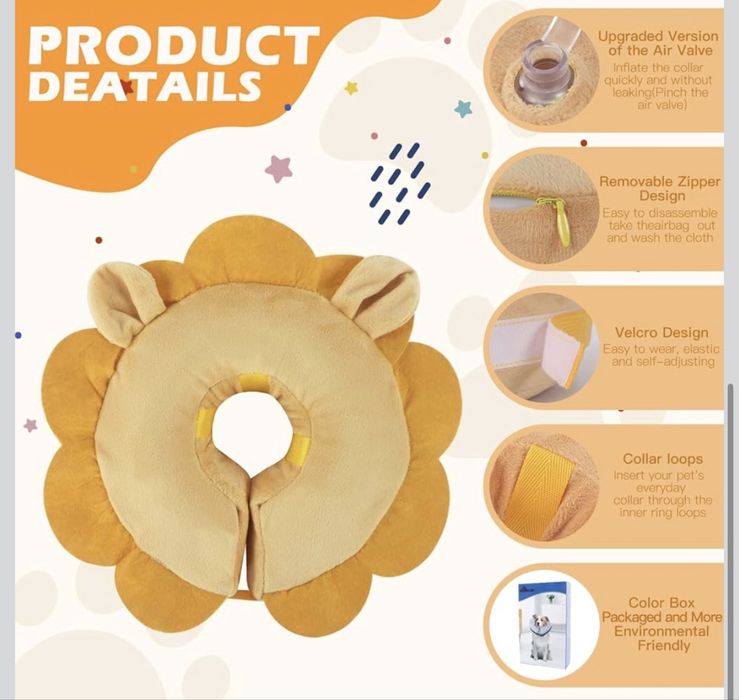 Coleira de recuperação inflável para cães