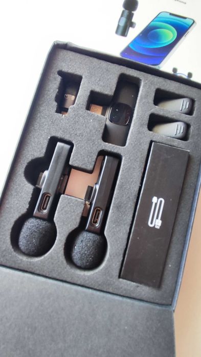 [NOVO] Kit 2 Microfones Lapela Sem Fios (Wireless USB-C) - QHOT