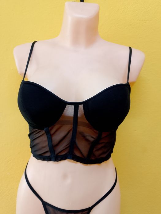 Bielizna czarna koronka s, m