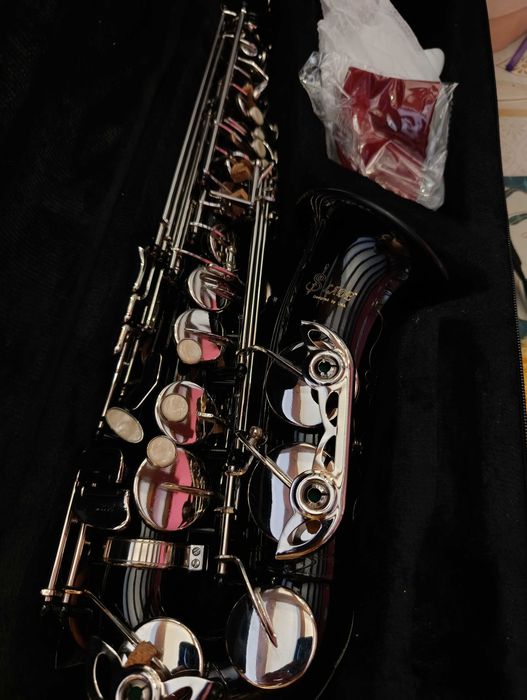 Saxofone alto preto novo