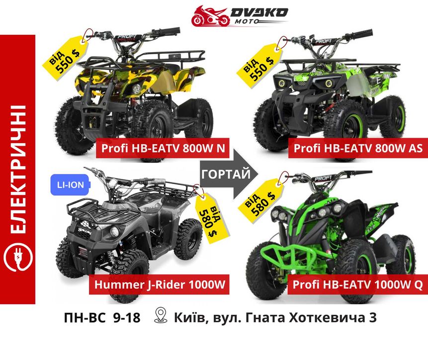 Дитячі Квадроцикли: Електро і Безнинові, Широкий Вибір по Супер Цінам
