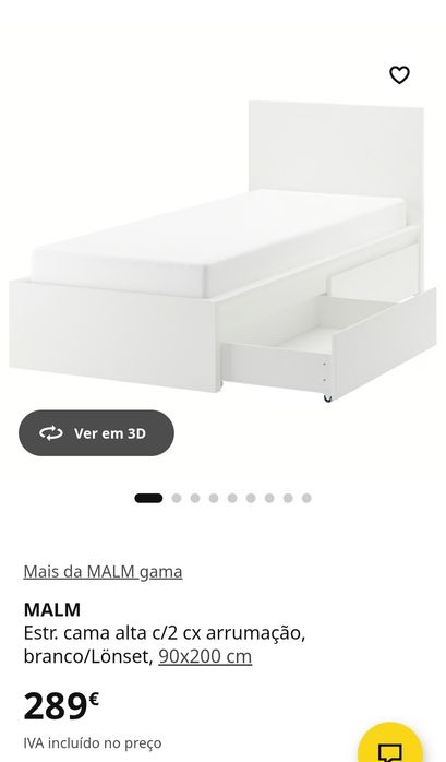 Cama com 2 caixas de arrumação - IKEA MALM