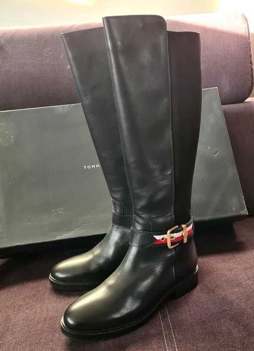 Tommy Hilfiger kozaki skórzane Corporate belt roz 38 nowe