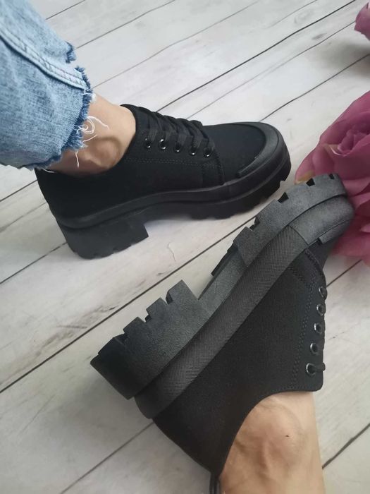 Extra OKSFORDY buty półbuty trampki czarne r. 36
