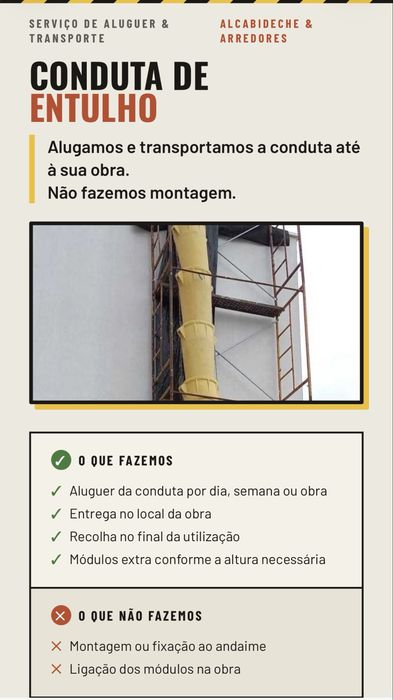 Aluguer de condutas de entulho
