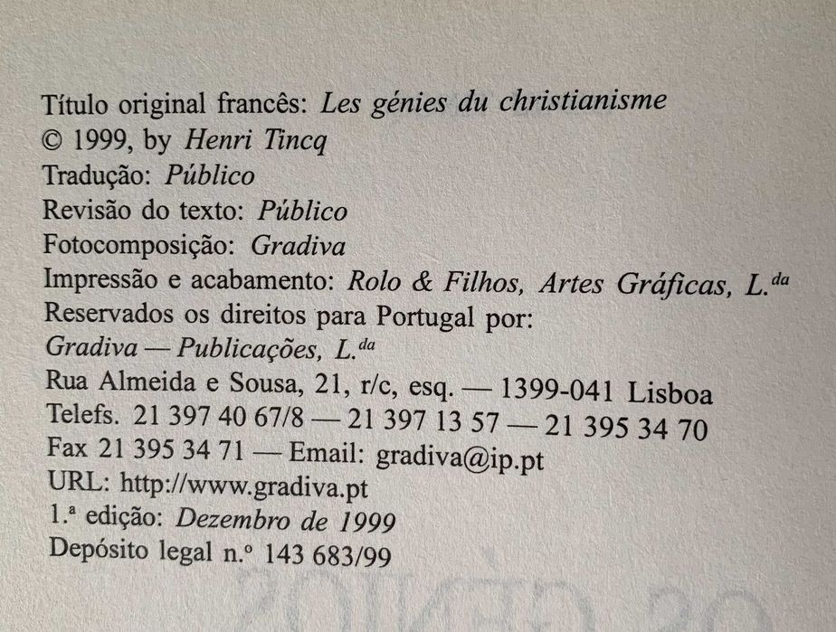 Os Génios do Cristianismo, de Henri Tincq