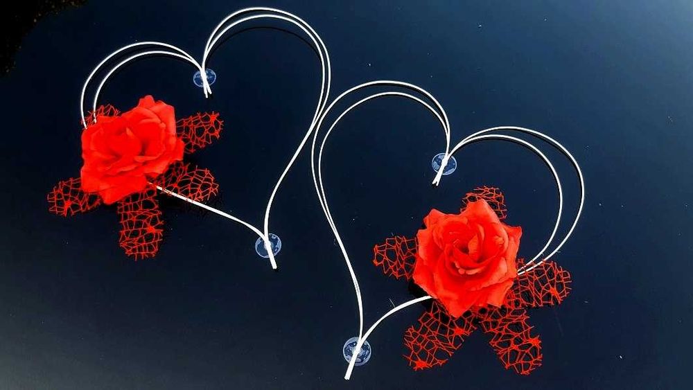 SERCA na Slub Dekoracja samochodu OZDOBY auta 2 szt.