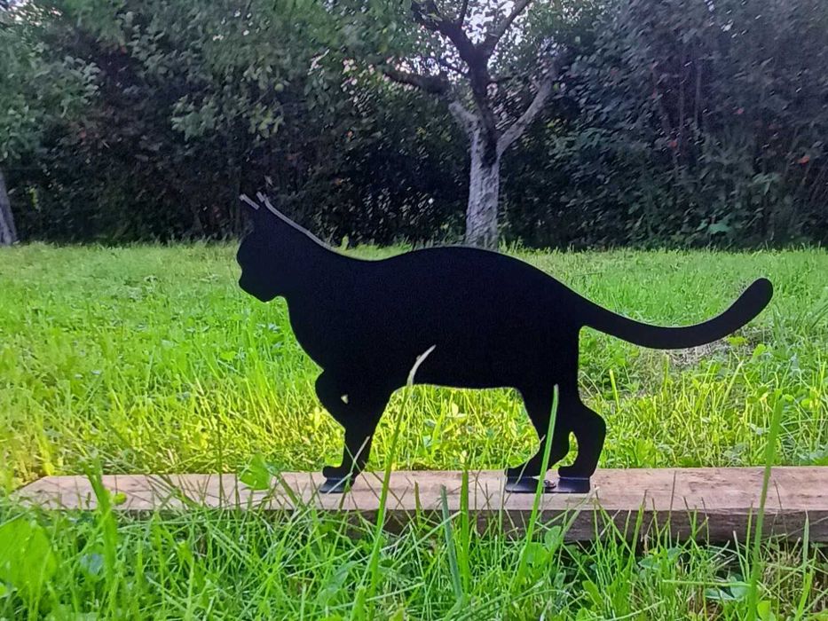 Kot 5 Rysiek Metalowa ozdoba dekoracyjna do ogrodu Czarna