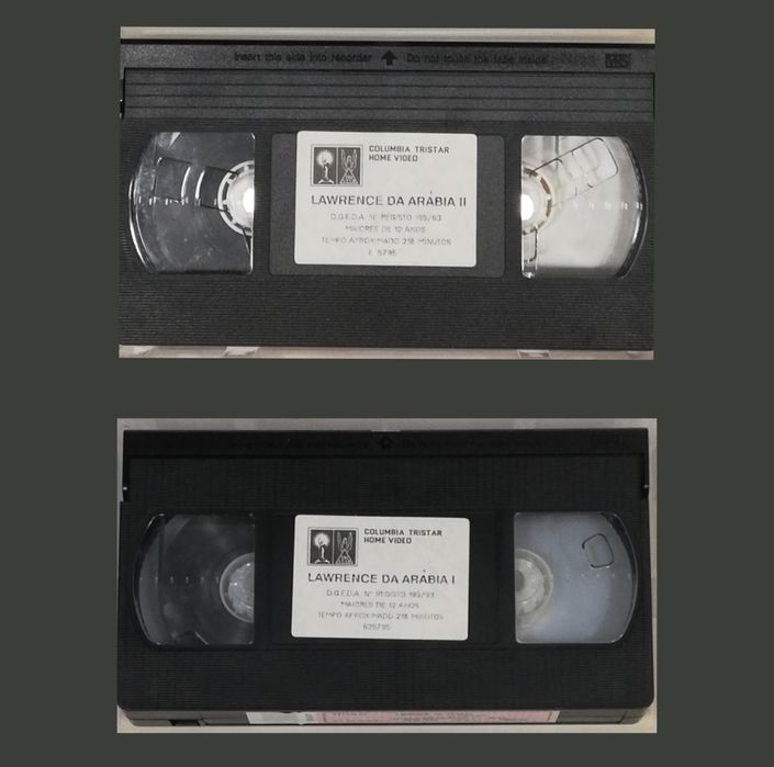 Filme "Lawrence da Arábia", em formato VHS original, 2 cassetes, 1962.