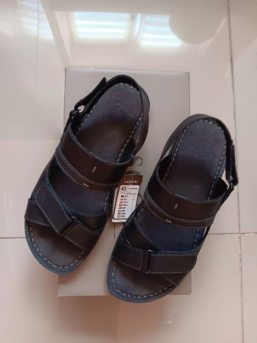 Skórzane sandały męskie Lasocki rozm 43