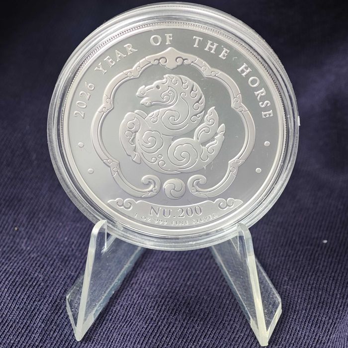 Инвестиционная серебряная монета Бутан: Лунар - год Лошади 2026 (1 OZ)