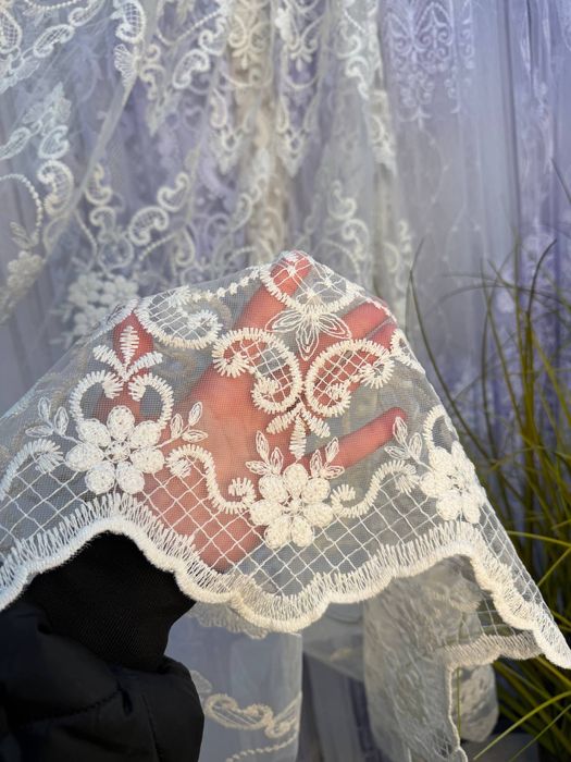 Тюль тюлі сітка фатин вишивка грек сітка бамбук батист льон жакард гіпюр тканина блекаут