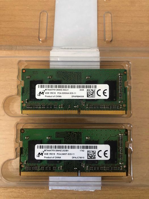 Pamięć RAM Micron 8GB (2x4GB) DDR4 PC4-3200 MTA4ATF51264HZ-3G2J1 i PC4-2400 MTA4ATF51264HZ-2G3B1 do laptopa