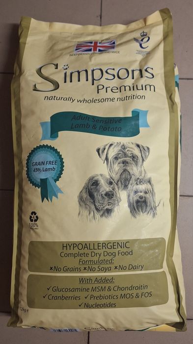 Karma sucha Simpsons Premium Adult Sensitive Lamb & Potato - karma dla psów wrażliwych, jagnięcina i ziemniaki - 12kg
