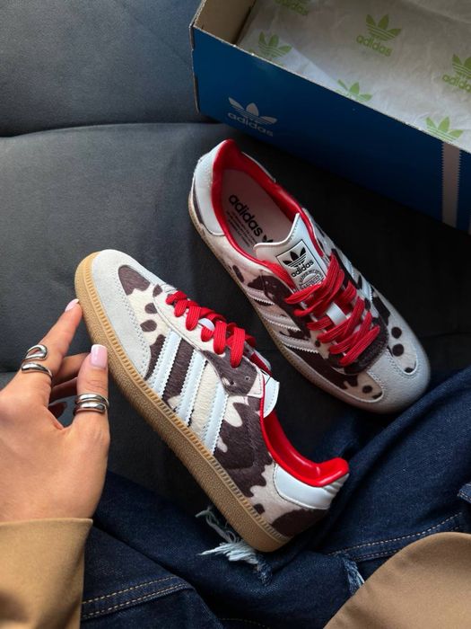 Жіночі кросівки Adidas Samba OG Cow Print Beige/Black вдідас самба