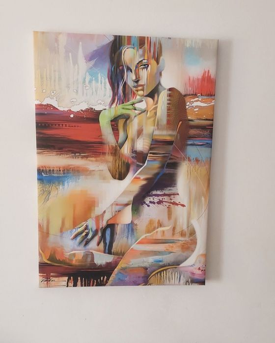 Moldura mulher abstrata Quadro impressão pintura tela tecido  45x65 cm