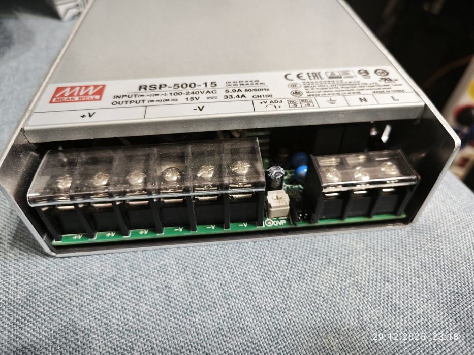 Zasilacz impulsowy Mean Well RSP-500-15 mocny do np CNC, LED, Audio
