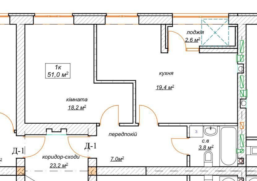 1-кімнатна квартира за адресою (площа 51 м²) - Atlanta.ua - фото 2