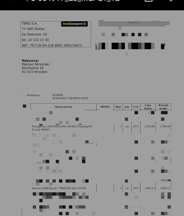 Płyta główna Asus rog strix x670e-e gaming wi fi (gwarancja16.12.2026)