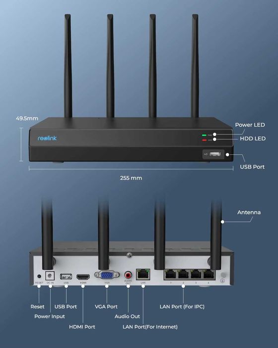 Reolink NVR RLN12W для wifi/poe камер lan