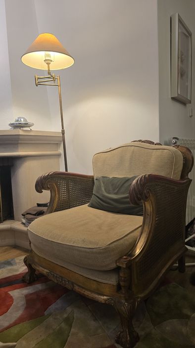Poltrona Bergère Vintage Estilo Chippendale c/ Palhinha