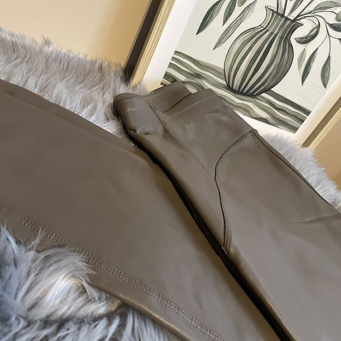 Legginsy getry spodnie woskowane brąz brązowe L