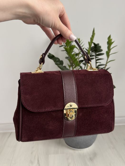 Torebka damska z naturalnego zamszu