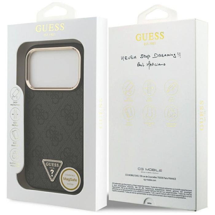 Etui do iPhone 17 Pro Guess 4G Triangle Logo MagSafe Case czarny