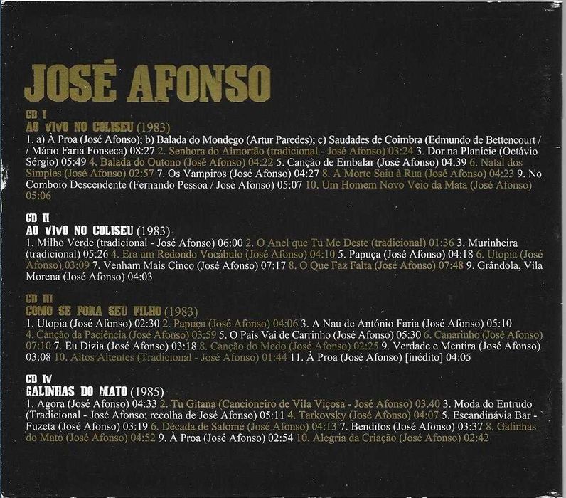 José Afonso	- - - - -		As Últimas Gravações	- - - - -	4 X CD