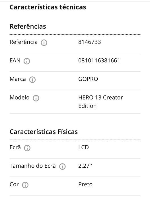 Action Cam GOPRO HERO 13 Creator Edition 5.6K 27 MP Wi-Fi e Bluetooth
